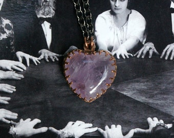 Amethyst Heart Pendant, Light Purple Stone, Goth Girl Gift