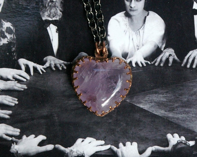 Amethyst Heart Pendant, Light Purple Stone, Goth Girl Gift