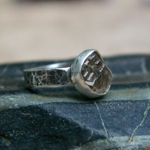 Raw Crystal Ring, Herkimer Diamond Slice, Recycled Sterling Silver, Size 6 1/4