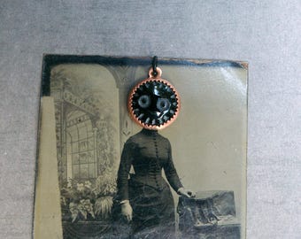 Soot Sprite Charm, Carved Obsidian in Copper, Studio Ghibli Fan