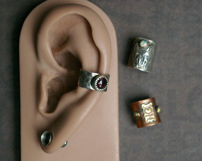 Ear Cuff, Hammered Sterling Silver, Hand-fabricated, Rustic Style
