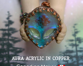 Alien Necklace, Sci-fi Jewelry, Occult Style, Color-shift & Rainbow