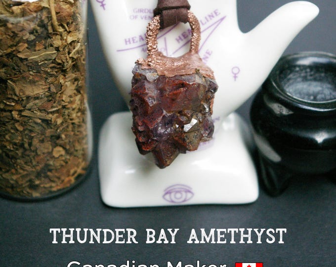 Thunder Bay Amethyst Pendant, Crystal Cluster in Recycled Copper
