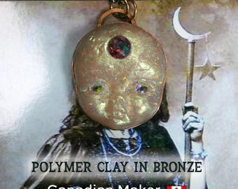 Fairypunk Doll Pendant, Aura Rhinestones, Rainbow Steel Chain