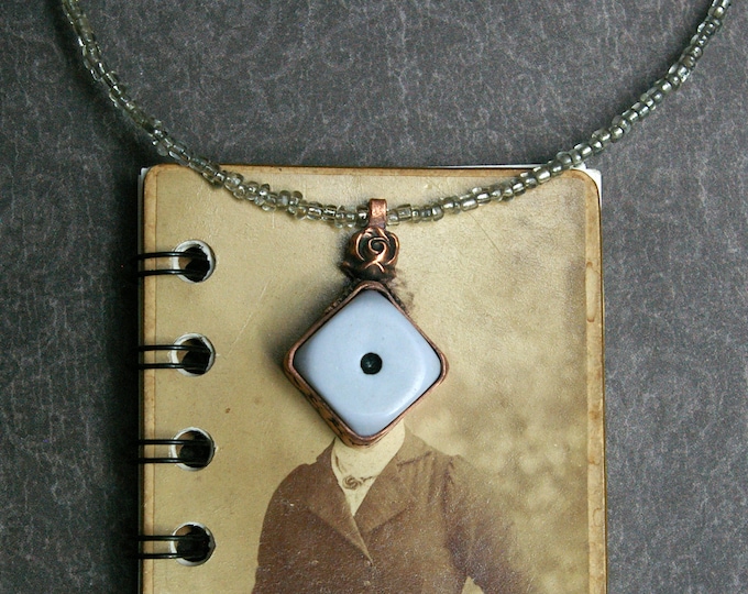 Upcycled Dice Choker, Wallflower Statement, Vintage Seed Beads, Recycled Copper Sheet