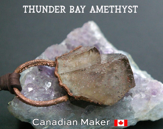 Thunder Bay Amethyst Pendant, Crystal Cluster in Recycled Copper
