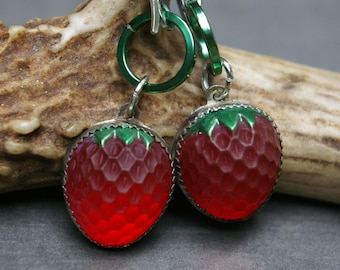 Strawberry Glass Earrings, Stainless Steel Hooks