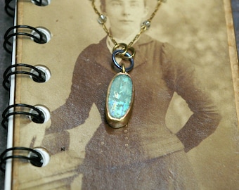 Roman Glass Necklace in Brass & Stainless Steel with Bead Accents