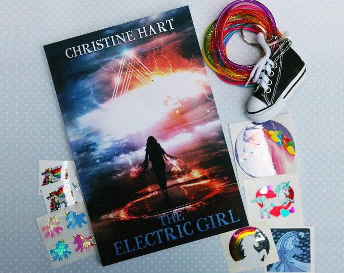 The Electric Girl, YA Paperback, Vintage Stickers & Bracelets