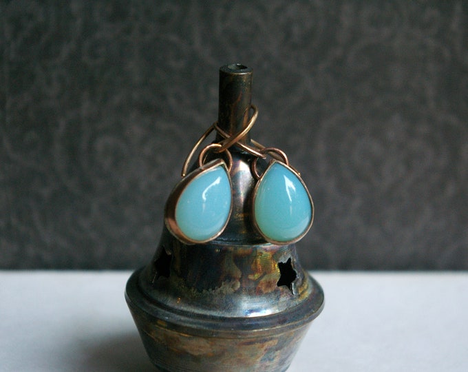 Aquamarine & Bronze Earrings, Tropical Raindrop