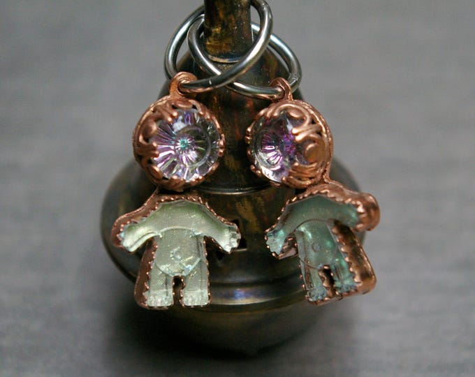 Oddity Doll Earrings, Digital Pixel Pixie, Choose Leverbacks or 14g Clickers