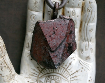 Thunder Bay Amethyst Statement Necklace, Recycled Copper, Charcoal Satin Cord