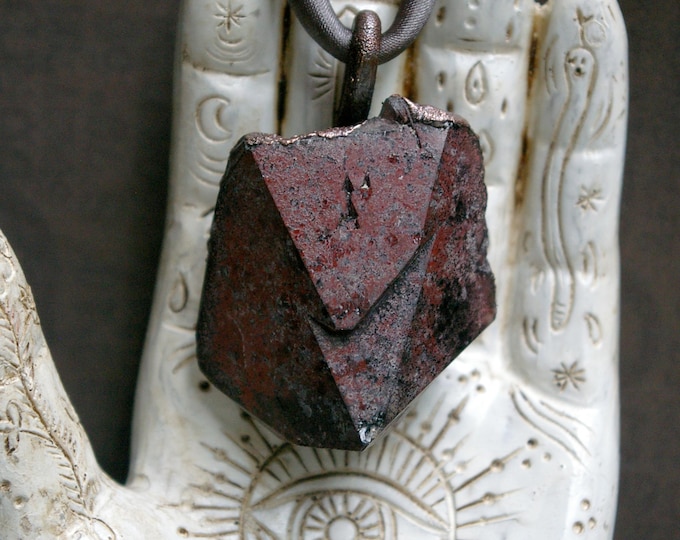Thunder Bay Amethyst Statement Necklace, Recycled Copper, Charcoal Satin Cord