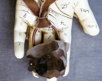 Smoky Quartz Cluster Pendant, Recycled Copper, Witchy Necklace