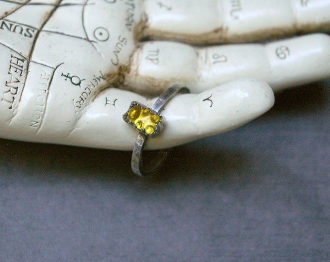 Gummy Bear Stacking Ring, Nostalgic Candy Jewelry, Recycled Sterling Silver, Hammered Band, Size 7