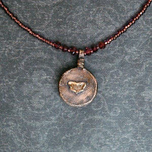 Third Eye Moon Choker, Garnet Starstruck Eyes, Recycled Copper, Beaded Cord image 5