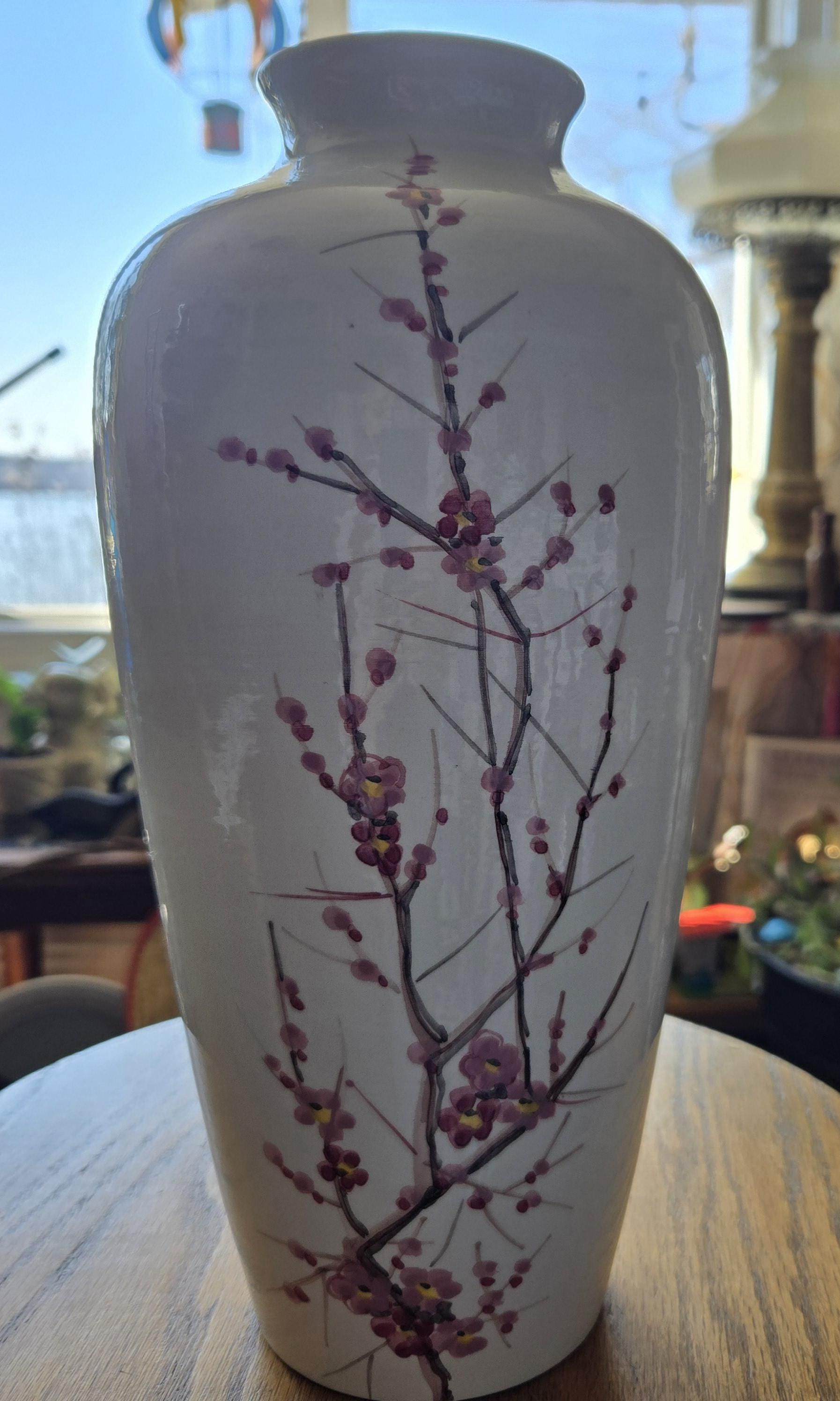 ヴィンテージ 12 インチ イタリア製 手描き花柄陶器花瓶 桜 - Etsy 日本