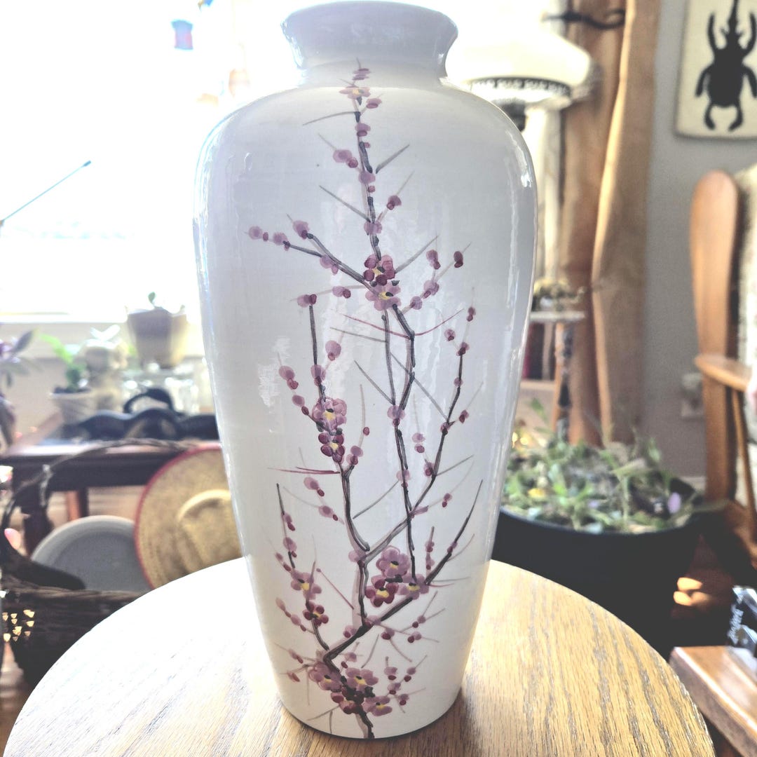 ヴィンテージ 12 インチ イタリア製 手描き花柄陶器花瓶 桜 - Etsy 日本