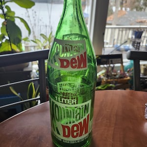 1978 Mountain Dew One Liter Bottle with Cap, Rare Money Back Bottle