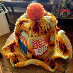 Vtg Y2K Pepsi Cola Can Hat Rainbow Crochet Novelty Festival Party Soda Pop 90s Vintage Pepsi can panel knitted hat found in New Mexico main image 2