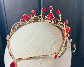 Red and Gold Ballet Circlet for Paquita/La Bayadere/Diana and Acteon/Nikiya/Gamzatti