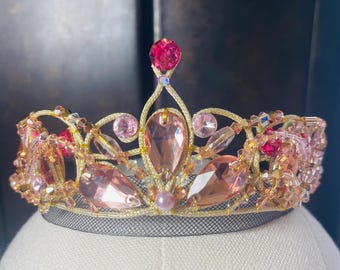 Light Pink & Gold Ballet Tiara for Sugarplum, Aurora, Gamzatti, Dulcinea, Le Corsaire