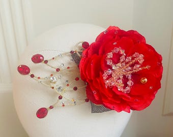 Red Ballet Flower Headpiece for Kitri, Paquita, Awakening of Flora, Don Quxiote, Nutcracker Spanish Dance Variations
