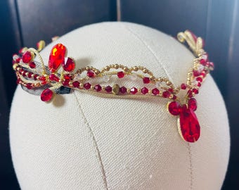 Red and Gold Ballet Circlet for Paquita/La Bayadere/Diana and Acteon/Nikiya/Gamzatti