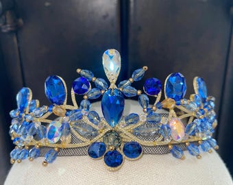 Lightweight Dark Blue and Gold Ballet Tiara for Bluebird, Le Corsaire, Grand Pas Classique Variations