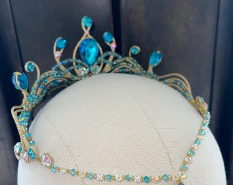 Lightweight Blue and Gold Ballet Circlet Headpiece for Le Corsaire, Gamzatti, Talisman, Grand Pas Classique, Bluebird