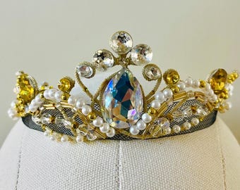 Gold and White Ballet Tiara for Aurora, Coppelia, Raymonda, Paquita