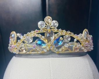 Gold and Iridescent Ballet Tiara for Aurora, Coppelia, Raymonda, Paquita