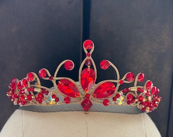 Red and Bronze Gold Ballet Tiara for Paquita/La Bayadere/Diana and Acteon/Nikiya/Gamzatti
