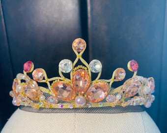 Light Pink & Gold Ballet Tiara for Sugarplum, Aurora, Gamzatti, Dulcinea, Le Corsaire