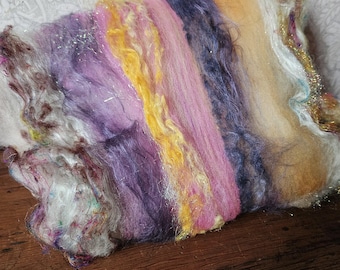 Magick Broom 2 oz Wool BFL Art Batt, hand carded batt spinning felting fiber