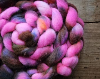 Wolfsbane 8 oz BFL Wool Roving, hand dyed fine spinning fiber