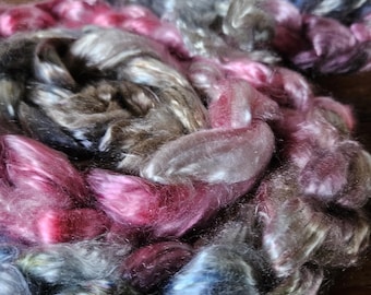 Tencel 4oz Eucalyptus, Lyocell plant fiber for spinning yarn and felting teal/pearl gray/purple #31