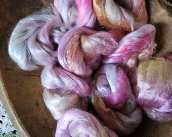 Romantic Rose Bamboo 2oz plant fiber for spinning yarn and felting #46