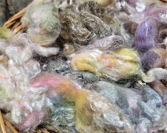 Fairy Dust 2oz Peridot & Rose Gold merino/bamboo Wool for spinning yarn and felting