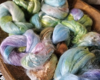 Lovely Greens Bamboo 2oz plant fiber for spinning yarn and felting #55
