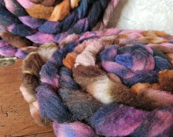 Magick Gem 4 oz Wool Targhee-Merino Roving, hand dyed spinning fiber wet felt