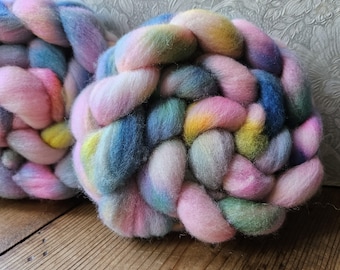 Gossamer 4 oz BFL Wool Roving, hand dyed fine spinning fiber