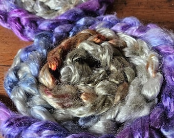Tencel 4oz Eucalyptus, Lyocell plant fiber for spinning yarn and felting #28 purple/sage