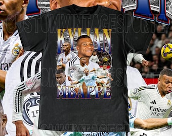Vintage Kylian Mbappé Shirt - Benutzerdefinierte Vintage Design Hochwertiges T-Shirt Frankreich Fußballfan für Erwachsene und Kindergrößen