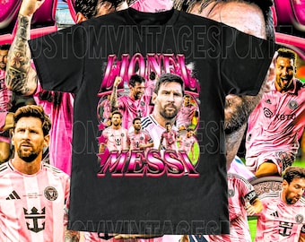 Camiseta vintage de Lionel Messi - Diseño vintage personalizado de Argentina, Miami, para aficionados al fútbol, tallas para adultos y niños
