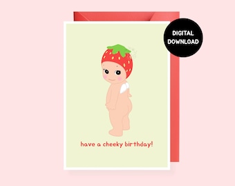 Printable Sonny Angel Birthday Card Cheeky (Digital Download)