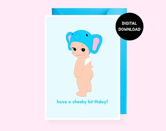 Printable Sonny Angel Birthday Card Cheeky (Digital Download)