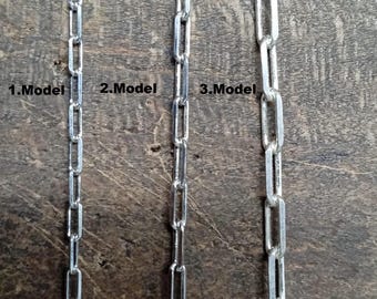 Sterling Silver Paperclip Chain, Dainty Rectangle Link Necklace