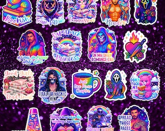 Colorful Bookish Stickers | 90s Style Book Stickers | Dark Romance | Smut