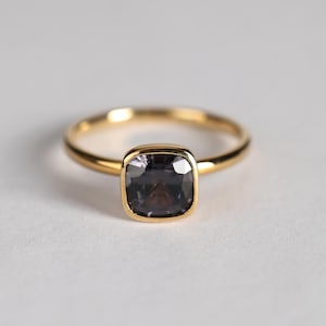 Gray Spinel Engagement Ring ,18k Solid Gold Ring ,Grey Color Gemstone, Simple Spinel Ring, Unique Engagement Ring,Women Spinel Ring